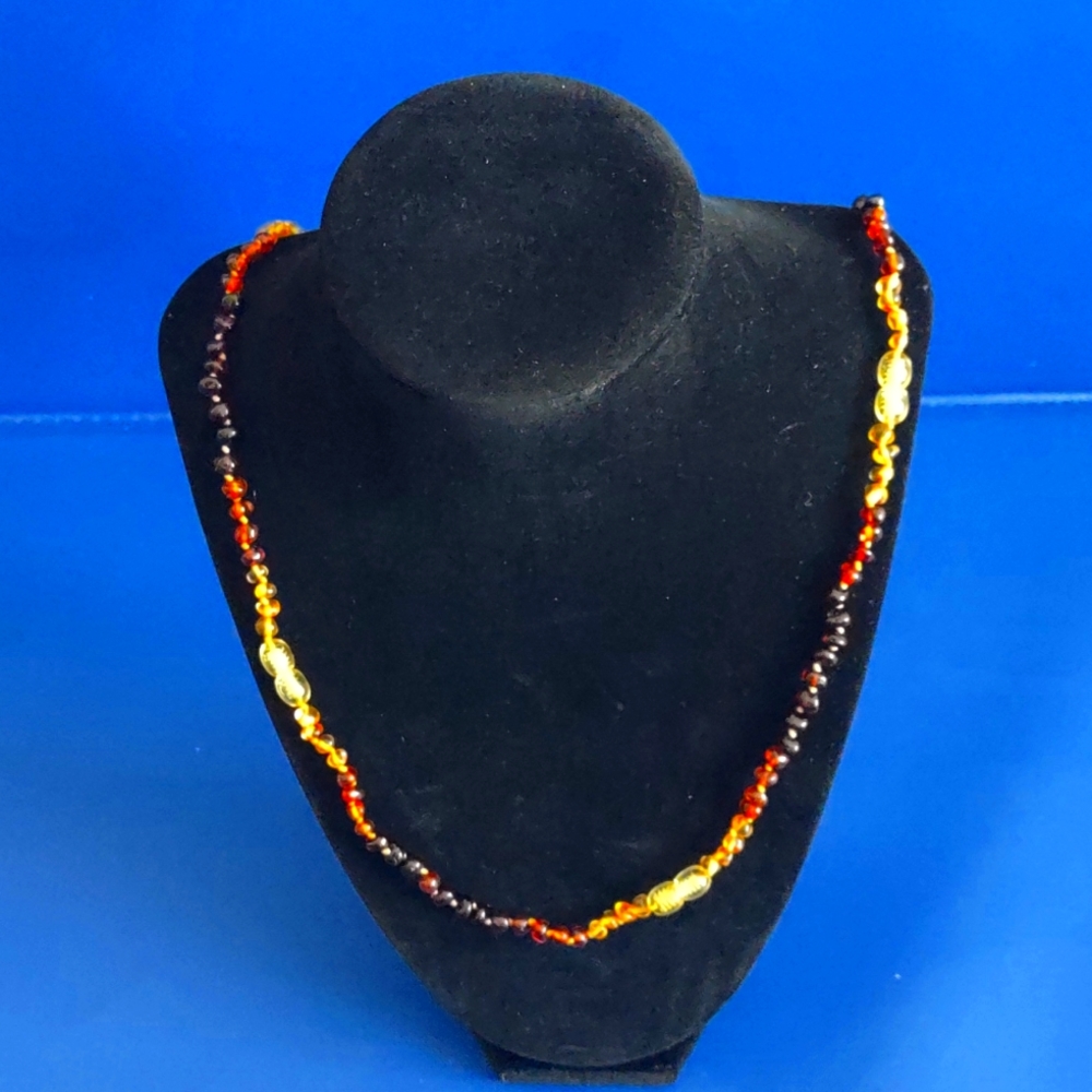 Earth Multi-Color Natural Real Polished Baltic Amber Necklace